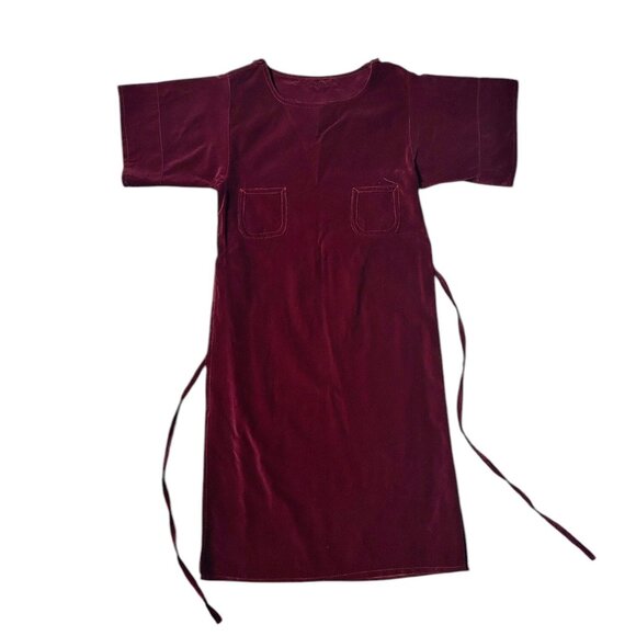 70s vintage velvet tunic top dress overlay Esprit burgundy boho hippie. - Picture 4 of 14